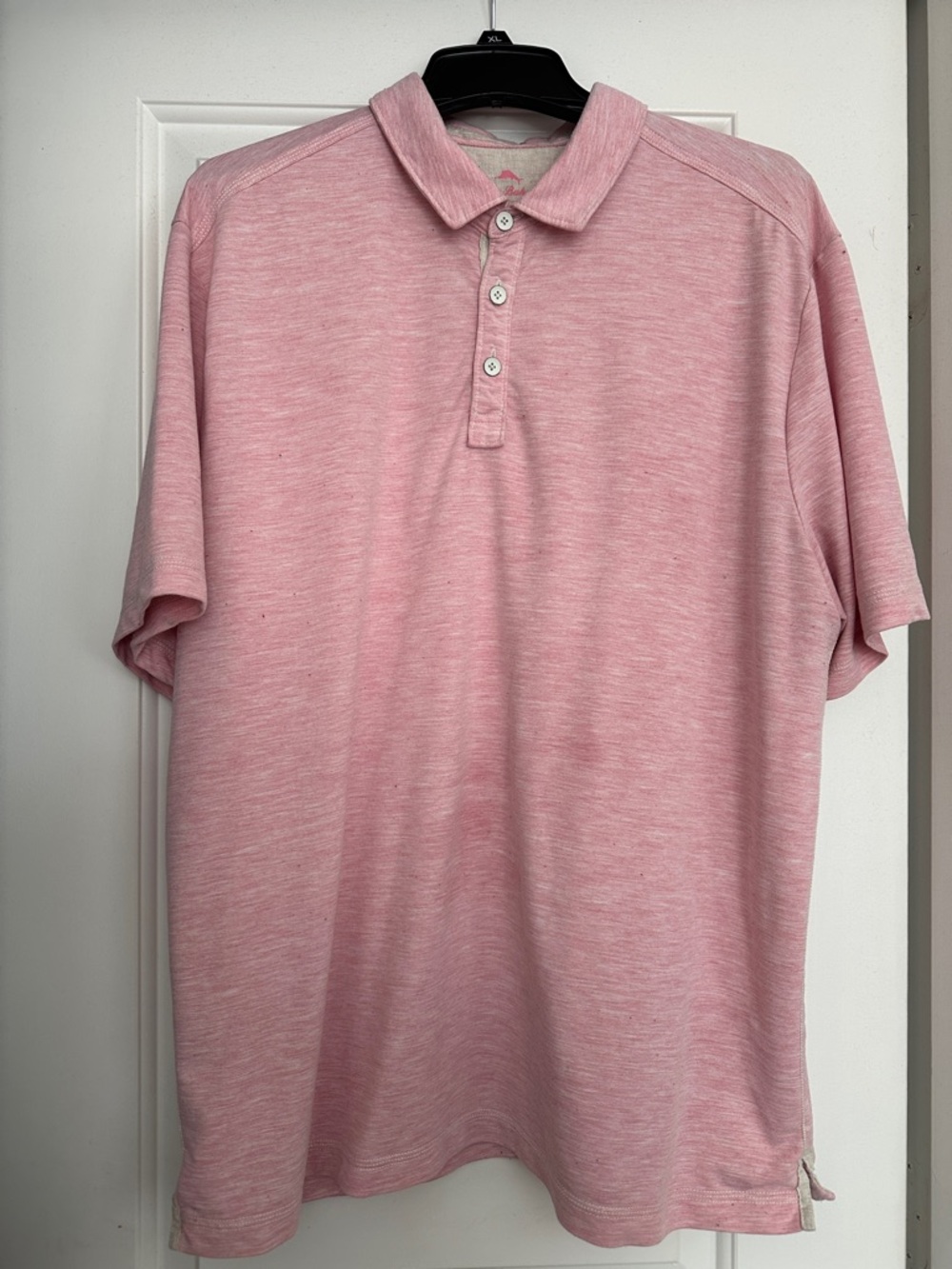 Tommy Bahama Heathered Pink Short-Sleeve Button Polo